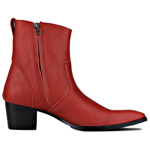 Image of Dress Boot for Men Heels Casual Chelsea Combat Ankle Chukka Boots Zipper Black JY002