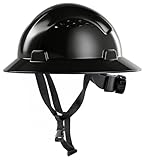 AnTools Black Full Brim Hard Hat, OSHA Approved Construction Helmets for Men, 4-Point Adjustable Suspension, ANSI Z89.1