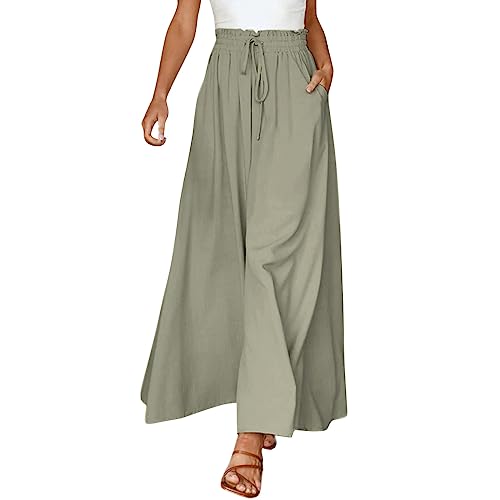 Pantalon Palazzo en lin de qualité supérieure coupe fluide et finitions haute couture