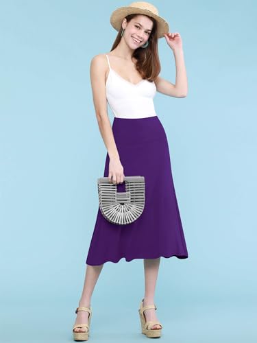 Image of FRAULEIN Women's Midi Skirt Wide High Waist Vintage A-Line Flared and Swingy Skirt