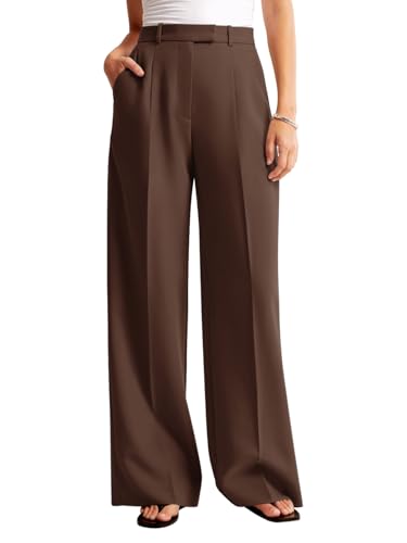 Image of NIMIN Women Wide Leg Pants High Waisted Dressy Work Trousers Business Casual Palazzo Pants with Pockets
