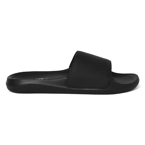 Image of CHUPPS Pure Black Drift Orthopedic Slippers | Soft Footpharma Footbed | Breathable Ventilation Holes | Lightweight Flip Flops | Anti-Skid Chappals for Everyday For Mens