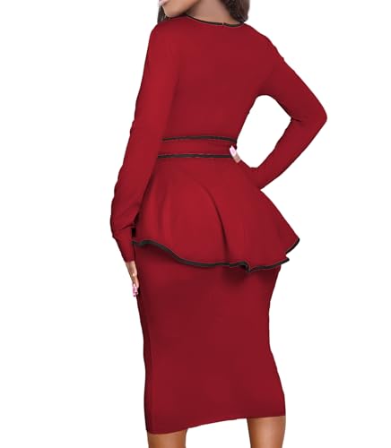 Image of Women's Bodycon Vintage Dresses Elegant Peplum Dresses for Women Business Work Office