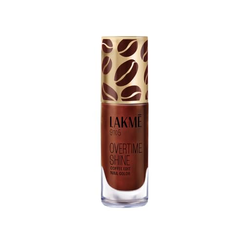 Image of Lakme 9 to 5 Overtime Shine Nail Polish - Coffee Edit-10 Espresso Shot 6ml