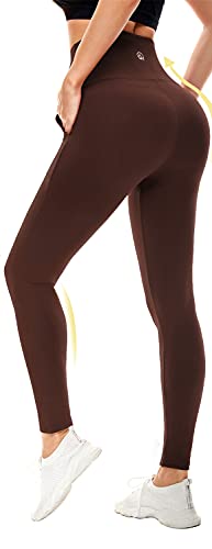 Aoliks Leggings With Pockets For Women - Yoga Pants With Pockets,Buttery Soft High Waist Tummy Control Non See Through Workout Pants (Brown, Small-Medium) #TOP3