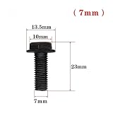 10Pcs M6/M7/M8 Screws Left Hand Thread Hex Flange Nails 23mm Length Carbon Steel For Cutting Machine Tools Accessories(M7)