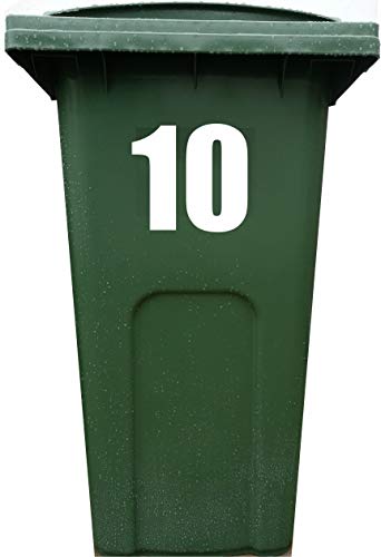 4X Bin Sticker Vinyl Number 1-99 Large Recycling Box Wheelie Self Adhesive (10)