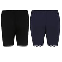 Snowball Stylish Lace Cycling Shorts/Safety/Slip/Yoga PlusSize Shorts for Women/Girls Combo Black-Navy Blue