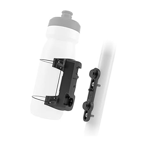 FIDLOCK Uni Connector + Bike Base - Universal Bike Water Bottle Holder for Plastic Bottles or Accessories with Diameter up to 80 mm - Anti-Slip Inlay for Strong Hold Cover