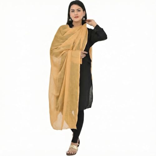 Image of Women's Solid Plain Pure Cotton long Dupatta & Chunnis odhni with pom pom border, 2.25 meter