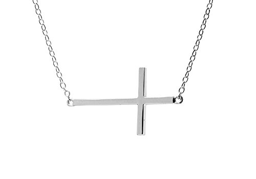 apop nyc Sterling Silver Sideways Cross Necklace 16 inch - 17 inch [Jewelry]