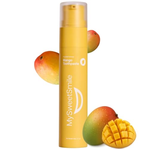 MySweetSmile Mango Toothpaste Advanced Fluoride Formula Strengthens Enamel & Prevents Cavities Dentist-Approved & Enamel-Safe IndyBest Award-Winning Brand - Makes Brushing Fun Again - 60g