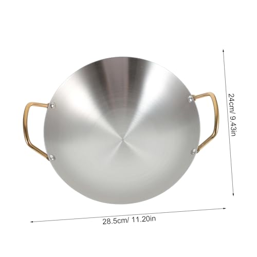 Wok pequeño de acero inoxidable con doble asa antiadherente miniatura 2