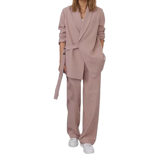 Blazer à revers style professionnel chic et son pantalon large assorti pour femme
