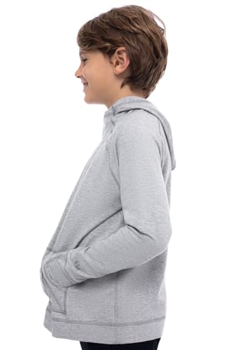 Coolibar UPF 50+ Men’s LumaLeo Full Zip Hoodie – Sun Protective Hoodie In Charcoal Heather, Lightweight & Soft - View #5
