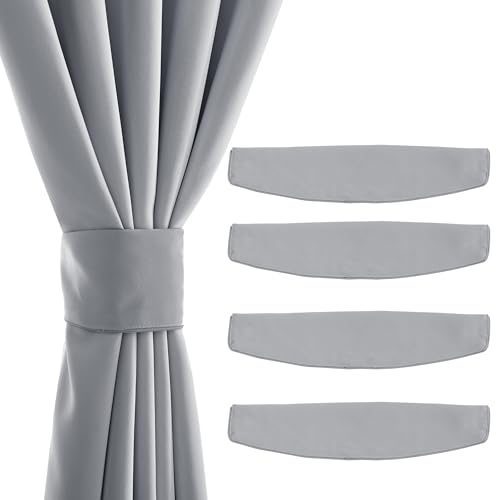 PONY DANCE Fermatende e Raccogli Tenda Ferma con Calamita Fermatenda Decorativa Moderne 4 Pezzi 47x10 CM, Grigio Chiaro