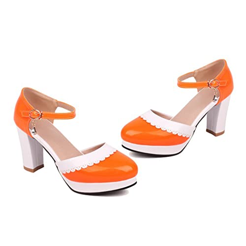 DEERBUNNY Women's Pumps Retro Block Heels Ankle Strap Pump Round Toe Platform Mary Jane Shoes Wedding Party Princess Dress Sandals for Ladies2