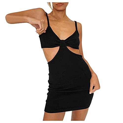 Women sexy knitted cut out dress bodycon halter neck maxi dress c…