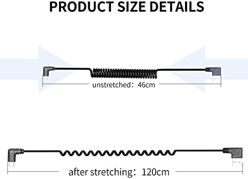 YACSEJAO USB C Charger Cable 90 Degree Coiled USB Type C Cable Fast Charging and Data Sync L Shape Powerline Cord with Most Type C USB Devices, Right Angle