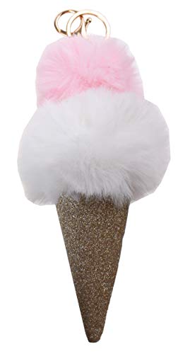 Preisvergleich Produktbild Kamparo schlüsselanhänger Eiscreme Zwei Kugeln rosa weiß 16 cm