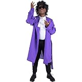 Prince Halloween Costume and Accessories - Purple Coat, Wig, Blouse, Glasses