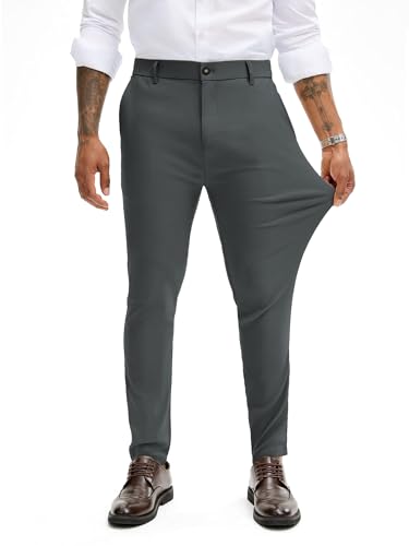 JMIERR Chino Hose Herren Super Stretch Hosen Herren Sommer Business Anzughose Slim Fit Casual Stoffhose Freizeithosen für Männer，Dunkelgrau M
