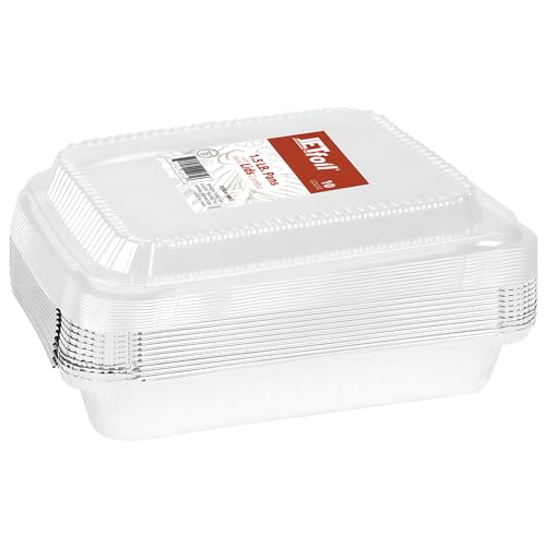 Premium Silver Aluminum Pans with Plastic Lids - 1.5 Lb (10 Pans & 10 Lids) - Disposable & Leak-proof Solution - Perfect For Meal Prep, Baking, And Storage