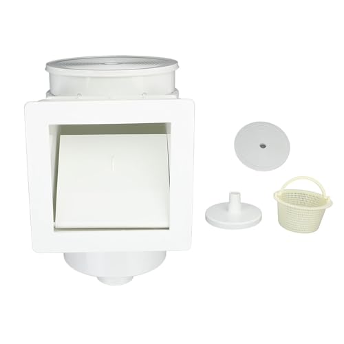 Segrehy Piscina Skimmer Largo Bocchetta Design Multi Funzionale Efficienza Skimmer a Parete a Parete per la Parete per Il Cemento e Piscine Materiale in PVC da 1,5 Pollici Filettatura