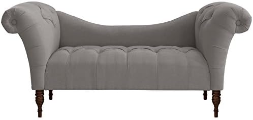 Skyline Furniture Tufted Chaise Lounge in Linen Grey