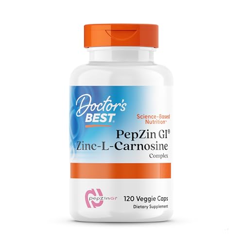 Doctor's Best, PepZinGl, Complexo de Zin-L-Carnosine, 120 cápsulas veganas, testadas em laboratório, minerais, sem glúten, sem sooja, vegetal