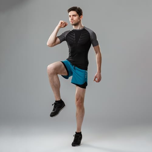 3-Piece Men's Running Shorts - Breathable Quick-Drying Workout Shorts with Night Reflective Strips - Lightweight Fabric(M)3