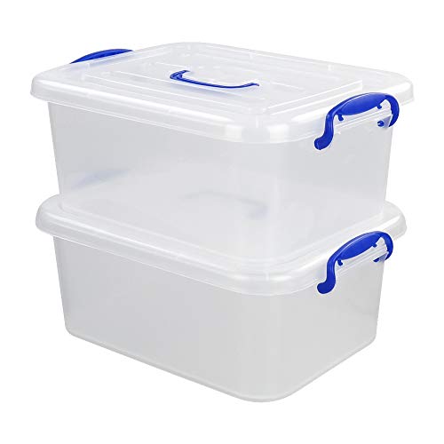 Leendines 8 Liter Clear Plastic Storage Bins, 2 Packs Storage Boxes With Lids #TOP6
