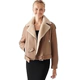  Denny&Dora Giacca in shearling Donna Cappotti invernali Giacca in pelliccia di montone Trench Colore oro (M, Oro)