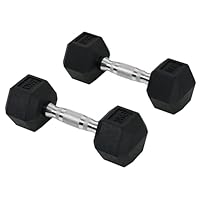 HOMCOM 2x5kg Rubber Hex Dumbbell Set Anti-Rolling Free Weights Dumbbells Pair with Knurled Grip for Home Gym Strength Training Exercise