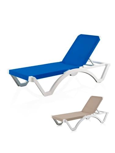 JARDIN202 - Tumbonas Mykonos de Exterior Abatibles y Apilables - Hamacas para Piscinas, Patios y Playas | X 2 UNDS (Azul)