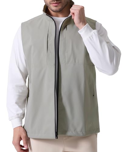 Image of Susclude Men's Quick Dry Lightweight Softshell Vest Windproof Sleeveless Jacket for Fishing Work Golf Hiking Casual Travel