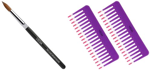 Image of VEGA Professional Collection Pancake Makeup Brush, (PB-07) Shampoo Hair Comb, (India's No.1* Hair Comb Brand) For Men and Women,Purple, Pack of 2, (VC21268)