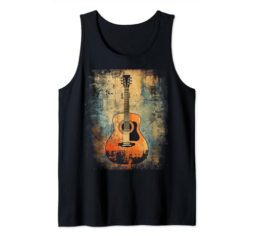 Chitarra | Retro Distressed Acoustic Guitar Graphic Canotta