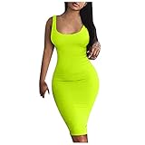 Dasongff Kleid Damen Elegant Ärmelloses Sommerkleid Anliegendes Hüftkleid Sexy Slim Weste Tankkleid Midi Club Party Kleider Business Bleistiftkleid Sommer Knielang T-Shirt Maxikleid Abendkleid