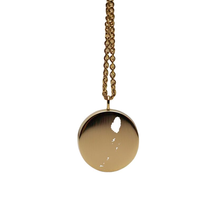 Pendentif carte de Saint-Vincent-et-les-Grenadines en argent sterling plaqué or 14 carats, forme ronde de 24 mm et épaisseur de 1,5 mm, breloque Terre, bijou de voyage délicat | Aventure | LKB_MAP_354