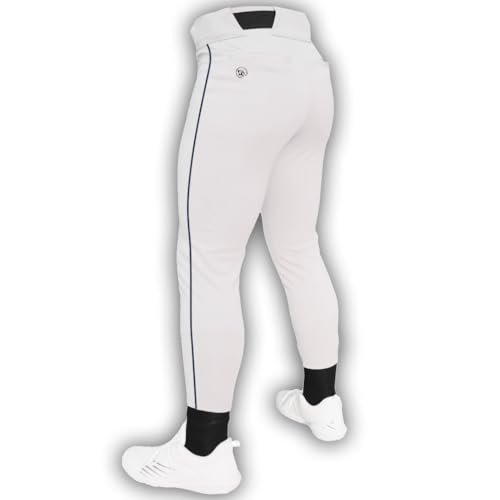 Dirty Mids - Piped Collection Baseball Pants - White Pant/Black Piping - YT