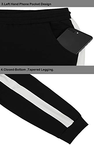 Susclude Calça de ginástica masculina skinny com cordão e bolsos, Preto, Large