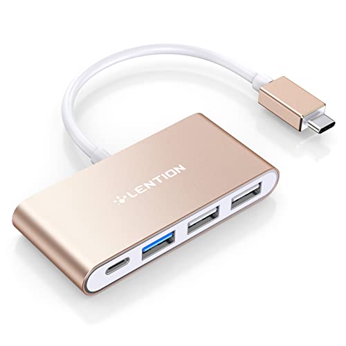 LENTION 4-in-1 USB-C Hub with Type C, USB 3.0, USB 2.0 for 2025-2016 MacBook Pro (M1-M5), iPhone 17-15 New Mac Air/Surface, ChromeBook, More, Multiport Charging & Connecting Adapter (C13, Go