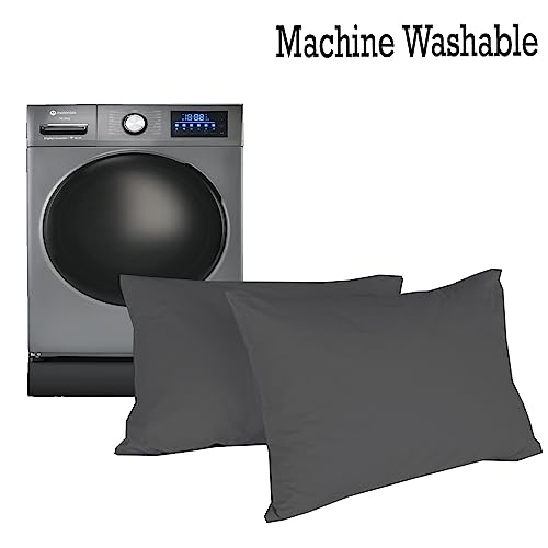 Image of Microfiber Pillow Set of 2 for Sleeping - 16x24 Inches, Dark Grey
