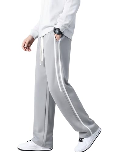 Image of Men's Relaxed Fit Solid Striped Pattern Lycra Blend Straight Trouser Pant with Standard Length and Elastic Band Closure Type | Trouser for Men Regular Fit | Loose Pant for Man