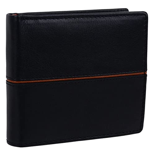 Portefeuille deux volets homme noir et marron clair au design moderne