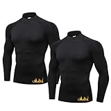 [Anderme] コンプレッションウェア メンズ ハイネック長袖 シャツ 2点セット 軽量保温 伸縮性 スポーツタイツ インナー コールドギア 防寒インナー コンプレッション タ冬 吸湿速乾