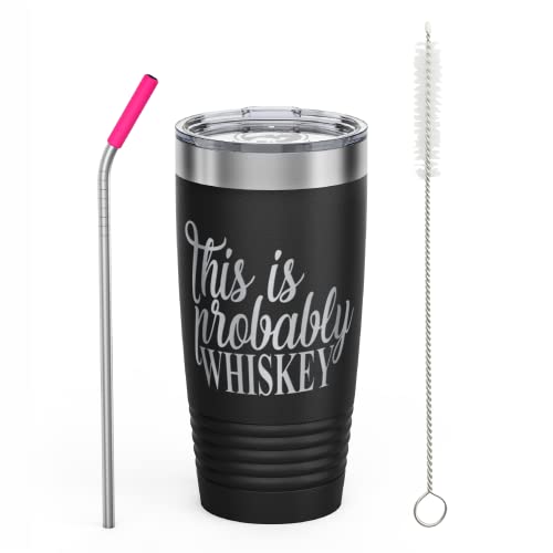 Super Brands SDF CUP - This is Probably Whiskey - 20oz Coffee Tumbler with Lid and Straw - Double Wall Stainless Steel Tumbler - Best Gift Idea for Woman Mens Friends Mom Dad - Great for Cold and Hot Drinks Black Super Brands SDF CUP - This is Probably Whiskey - 20oz Coffee Tumbler with Lid and Straw - Double Wall Stainless Steel Tumbler - Best Gift Idea for Woman Mens Friends Mom Dad - Great for Cold and Hot Drinks Black