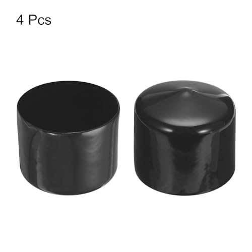 Image of uxcell 4pcs Rubber End Caps 53mm ID Vinyl Round End Cap Cover Screw Thread Protectors Black, 40mm Height