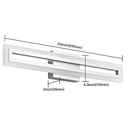Image of SOLFART 24 Inch LED Bathroom Light Fixtures Brushed Nickel Vanity Lights Bathroom Lighting Fixtures Over Mirror 6000K